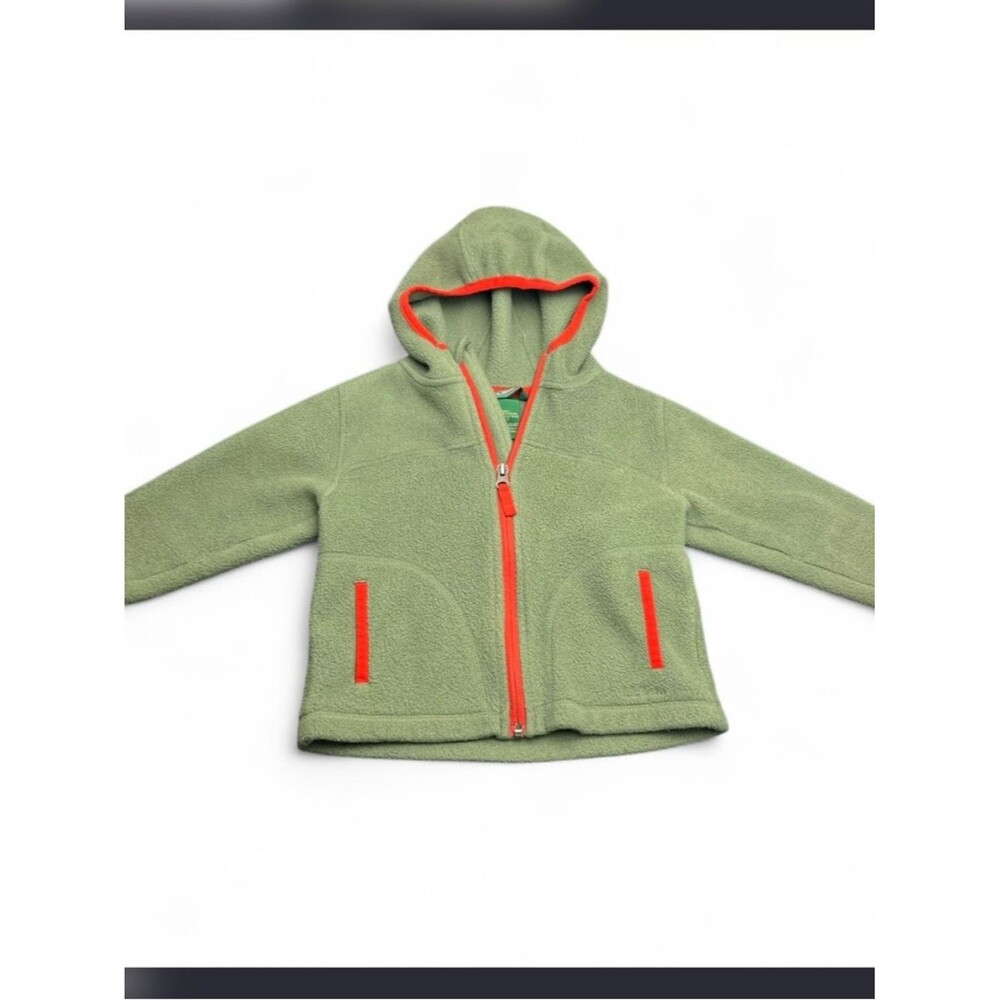 L.L. Bean Green Fleece Hoodie with Orange Trim Boys 2T